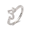 Rack Plating Brass Cubic Zirconia Arabic Letters Adjustable Rings for Women RJEW-S407-10P-12-1