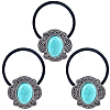 3Pcs Alloy & Resin Imitation Synthetic Turquoise Hair Ties OHAR-CY0001-10A-1