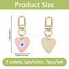 7Pcs 7 Colors Heart with Evil Eye Alloy Enamel Pendant Decorations HJEW-FH0001-74-2