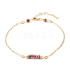 Natural Dyed Malaysia Jade Link Anklets for Women AJEW-AN00474-04-1