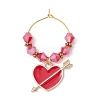 Valentine's Day Alloy Enamel Pendants Wine Glass Charms Sets AJEW-JO00223-3
