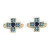 Brass Blue Cubic Zirconia Connector Charms KK-I719-01G-1