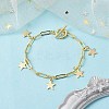 Golden 304 Stainless Steel Charm Bracelets with Brass Paperclip Chains BJEW-JB10031-01-2