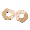 Transparent Resin & Walnut Wood Pendants RESI-S389-050A-B05-2