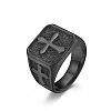 Square with Cross Pattern 304 Stainless Steel Finger Rings for Men FS-WGAC6B1-10-2