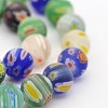 Round Millefiori Glass Beads Strands X-LK-P025-03-1