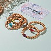 Round Natural Wood Beads Stretch Bracelets BJEW-JB05847-5