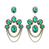 Arch with Oval Alloy Rhinestone Dangle Stud Earrings WGCD708-01-3
