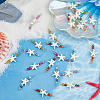 24Pcs 4 Colors Summer Beach Dyed Synthetic Turquoise Starfish & Natural Mixed Stone Faceted Round Beaded Connector Charms PALLOY-FH00159-4