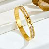 Rectangle 304 Stainless Steel Pave Cubic Zirconia Bangles FS-WG9D319-07-1