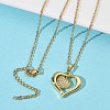 Brass Heart Pendant 304 Stainless Steel Chain Necklaces for Women NJEW-D341-03G-1