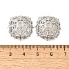 Flower Brass Clear Cubic Zirconia Bead Caps KK-V008-02P-3