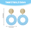 6 Pairs 6 Colors Acrylic Donut Dangle Stud Earrings with Steel Iron Pins for Women EJEW-FI0002-63-2