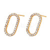 Clear Cubic Zirconia Oval Stud Earrings EJEW-N012-43-1