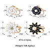 8Pcs 4 Styles Carnation & Daisy Golden Alloy Enamel Scarf Buckle Ring AJEW-CJ0001-33-8