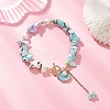 Dyed Natural Trochid Shell/Trochus Shell Chips Beaded Bracelets for Women BJEW-JB13130-02-1