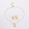 Round 304 Stainless Steel Hoop Earrings & Pendant Necklaces Sets LS-BA0811-3-3