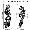 4 Pairs 2 Style Polyester & Nylon Embroidery Flower Lace Appliques DIY-GF0009-11-2