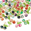 28Pcs 7 Colors Crackle Baking Paint  Glass Pendants PALLOY-TAC0185-3