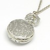 Alloy Flat Round with Spider Web Pendant Necklace Pocket Watch X-WACH-N013-03-4