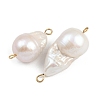 Natural Freshwater Pearl Keshi Pearl Teardrop Connector Charms STAS-D378-13G-2
