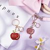 2Pcs 2 Colors Full Rhinestone Apple Keychains KEYC-CA0001-32-4