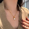 Bowknot & Oval 925 Sterling Silver Micro Pave Cubic Zirconia Pendant Necklaces for Women NJEW-F338-09G-1
