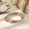 5Pcs Stylish 304 Stainless Steel Plain Bangles for Women CS8821-1-1
