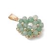 Natural Green Aventurine Faceted Round Cluster Flower Pendants PALLOY-MZ01197-04-3