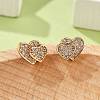 Brass Micro Pave Clear Cubic Zirconia Stud Earrings for Women EJEW-G428-25G-06-1