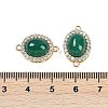 Natural Green Onyx Agate(Dyed & Heated) Oval Connector Charms KK-U043-50G-02-3
