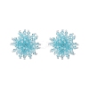 Flower Handmade Glass Seed Beads Stud Earrings EJEW-MZ00680-01-3