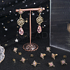 10Pcs Brass with Pink Cubic Zirconia Stud Earring Findings KK-BBC0013-36-4