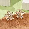 Flower Brass Micro Pave Cubic Zirconia Stud Earrings for Women EJEW-G428-28A-02-2