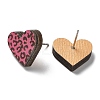 Printing Wood Stud Earrings for Women EJEW-B028-11-2