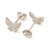 Clear Cubic Zirconia Butterfly Stud Earrings LS-EJEW-G351-01P-2