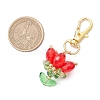 Flower Glass Pendants Decorations HJEW-MZ00248-01-3