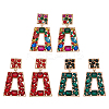 3 Pairs 3 Colors Rhinestone Rectangle with Trapezoid Dangle Stud Earrings EJEW-AN0001-03-1