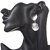 201 Stainless Steel Shell Pearl Flat Round Dangle Stud Earrings EJEW-JE06751-02-2