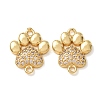 Brass Micro Pave Clear Cubic Zirconia Paw Print Links Connector Charms CU-CBA2907-09G-1