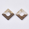 Transparent Resin & Walnut Wood Pendants X-RESI-S367-15-A01-1