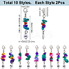 20Pcs Number 0~9 Synthetic Turquoise Chip & Acrylic Beaded Locking Stitch Markers HJEW-SC0001-54-2