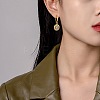Cubic Zirconia Flat Round with Evil Eye Dangle Earrings EJEW-SW00011-03-3