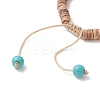 Dyed Synthetic Turquoise Corss & Coconut Disc Braided Bead Bracelet for Women BJEW-JB09353-4