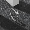 Heart Clear Cubic Zirconia Cuff Rings RJEW-G337-14G-1