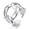 304 Stainless Steel Curb Chains Shape Open Cuff Ring for Women RJEW-N040-02-1