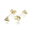 Brass Micro Pave Clear Cubic Zirconia Stud Earrings EJEW-T046-33G-NF-2