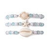 3Pcs 3 Styles Round Acrylic & Glass Beaded Stretch Bracelet Sets BJEW-JB10730-02-1