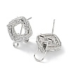 Hollow Rhombus Brass Micro Pave Cubic Zirconia Stud Earrings Finding KK-E083-05P-2