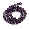Purple Color Faceted Bicone Glass Beads Strands X-GLAA-S026-6mm-03-4